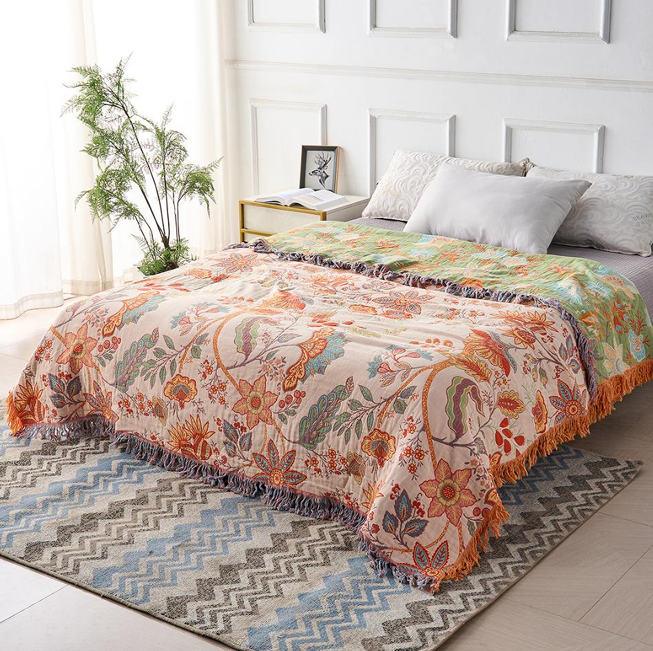 Zachte Fleece Deken met Boho Bloemenpatroon
