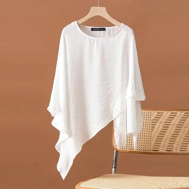 Blusa a manica lunga asimmetrica per donne