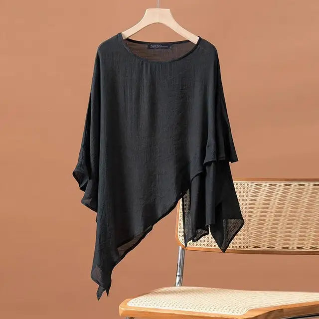 Blusa a manica lunga asimmetrica per donne