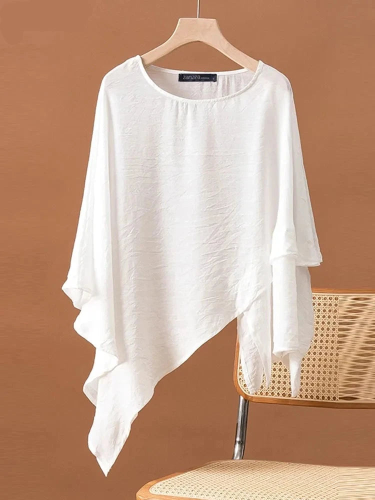 Blusa a manica lunga asimmetrica per donne