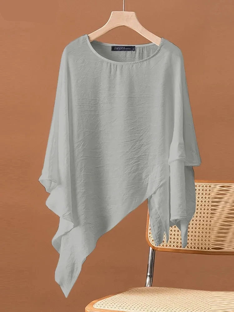 Blusa a manica lunga asimmetrica per donne