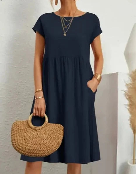Zanzea Damen Leinen Freizeitkleid