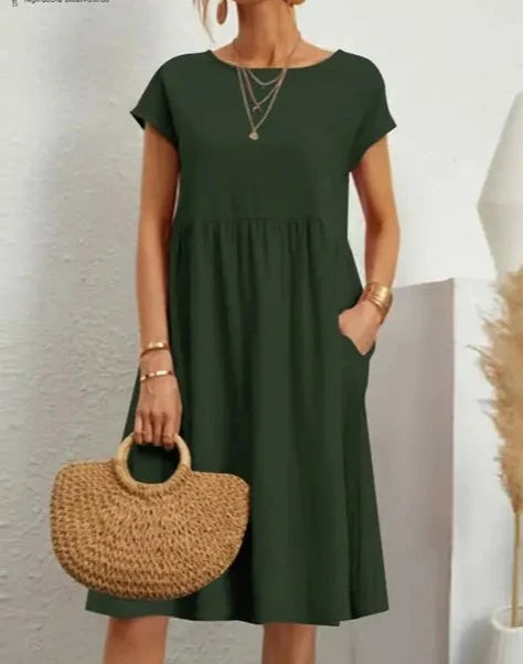 Zanzea Damen Leinen Freizeitkleid