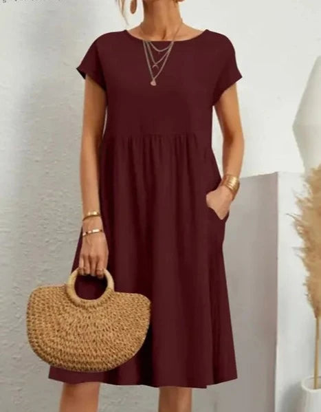 Zanzea Damen Leinen Freizeitkleid