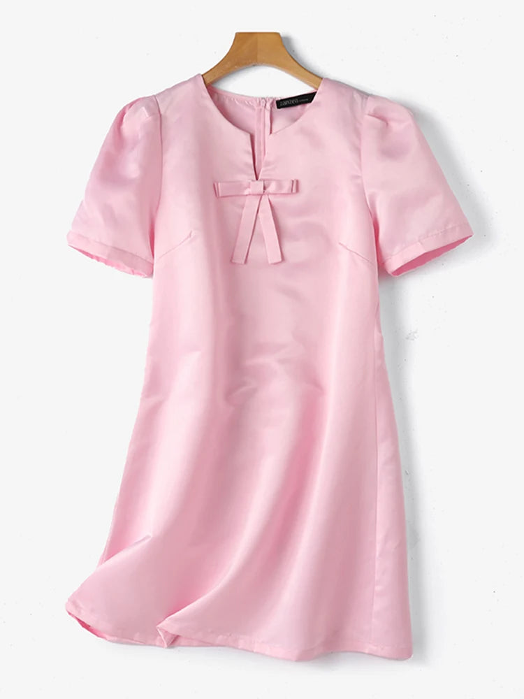 ChicMode Zomerse Mode Korte Mouw Effen Jurk voor Dames