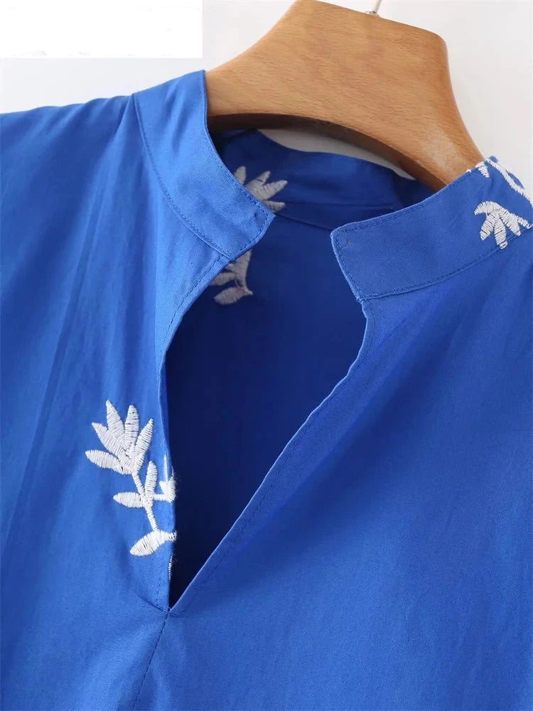 Floralista Elegante Bloemenborduur Midi-Jurk