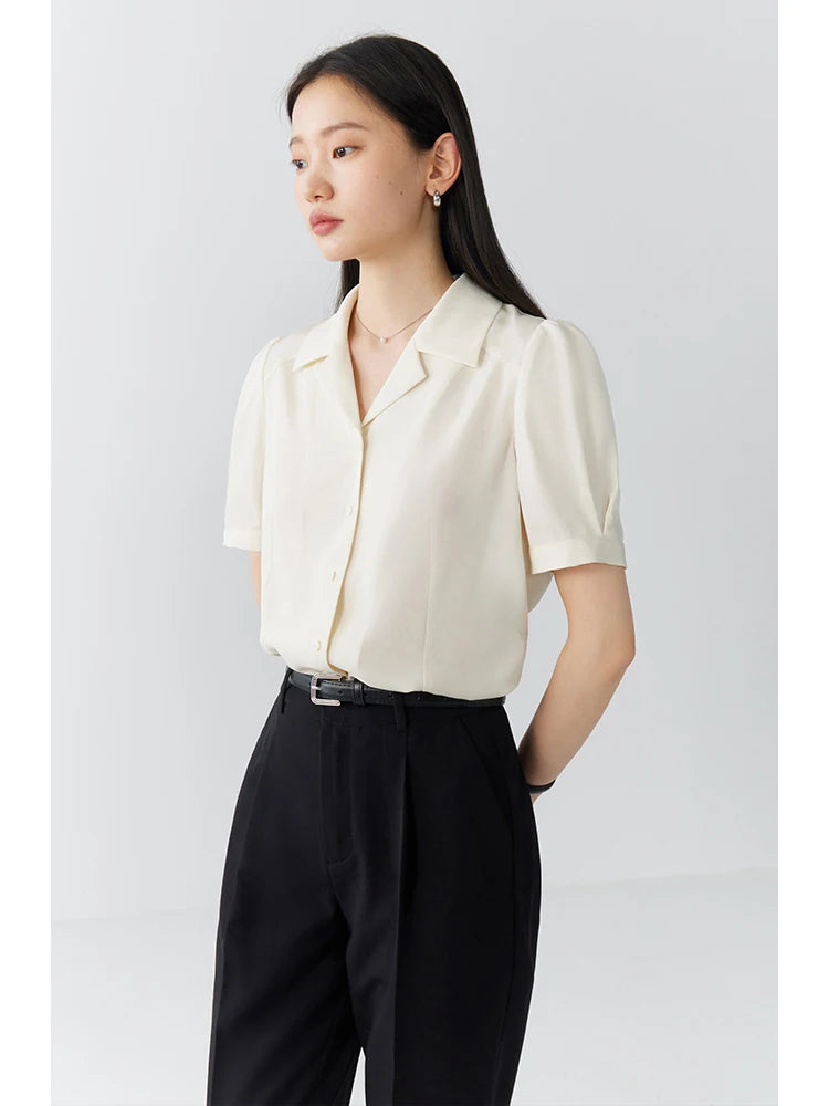 Ziqiao Petite Franse Stijl Witte Blouse