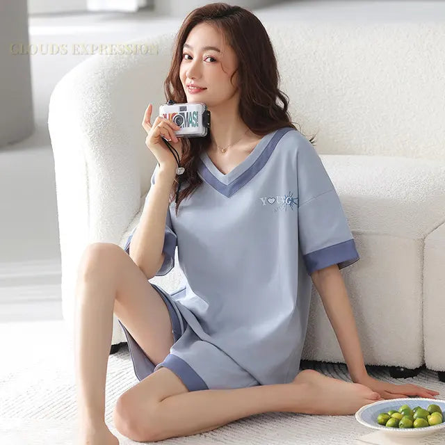 Zomerse Cartoon Kat Pyjama Set