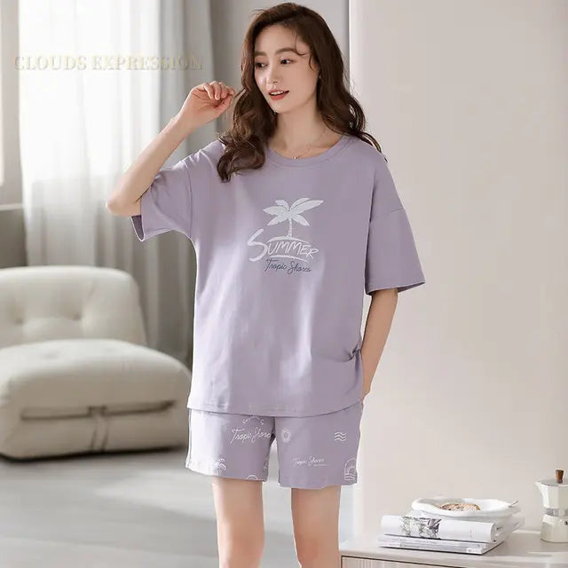 Zomerse Cartoon Kat Pyjama Set