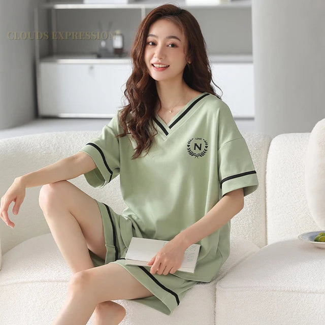Zomerse Cartoon Kat Pyjama Set
