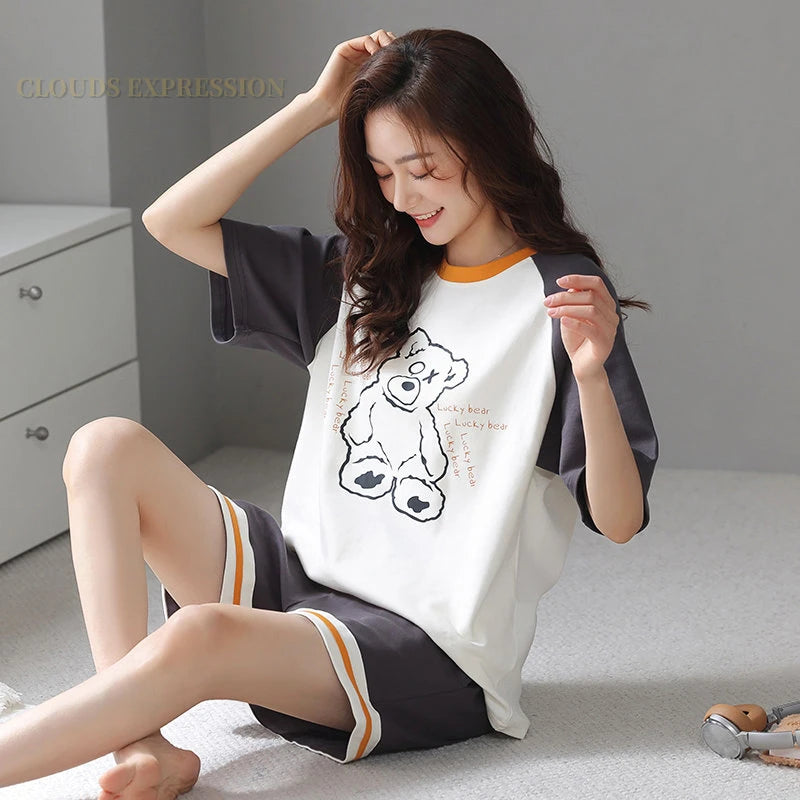 Zomerse Cartoon Kat Pyjama Set