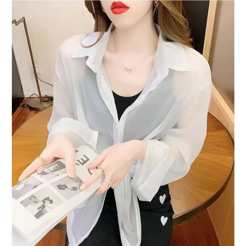 Zomerbries Damesmode Zonbeschermend Chiffon Shirt