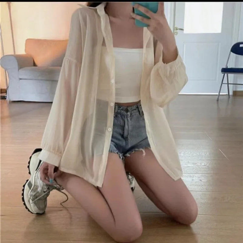 Zomerbries Damesmode Zonbeschermend Chiffon Shirt