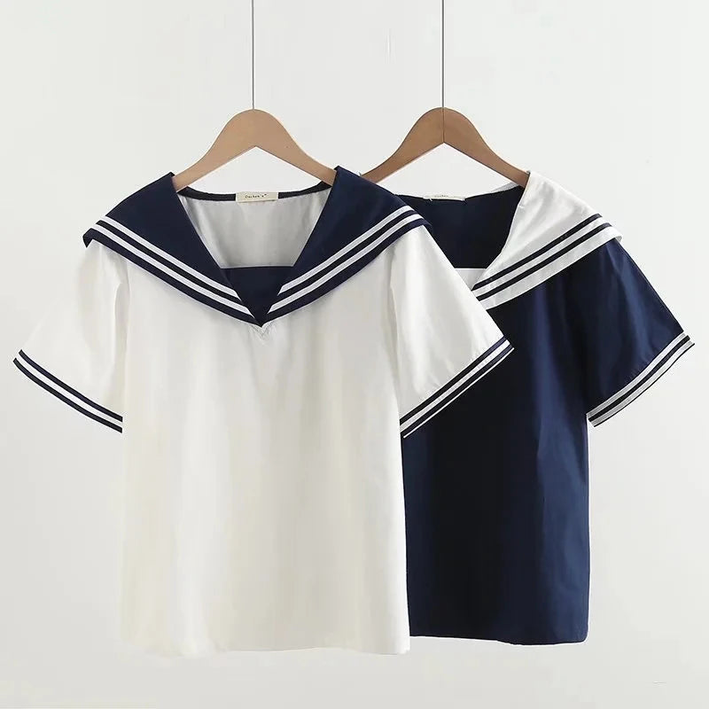 ModaMarina Marineblauwe Patchwork Blouse