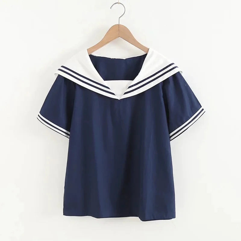 ModaMarina Marineblauwe Patchwork Blouse