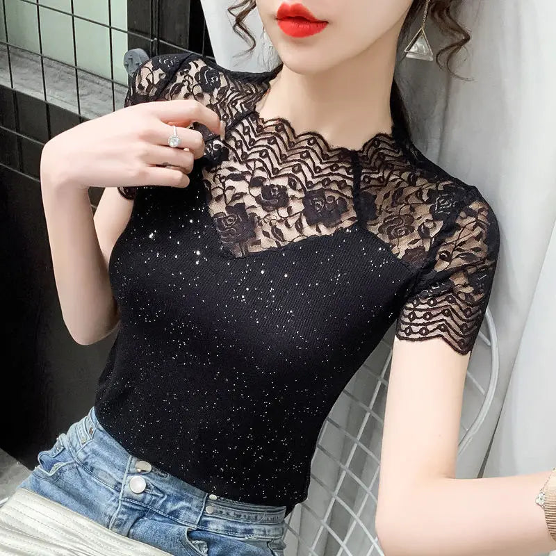 Sunshine Chic Glow & Glam Mesh T-shirt