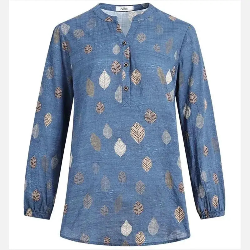 Zomer Chiffon Print Shirt - Plant & Bloemenpatroon