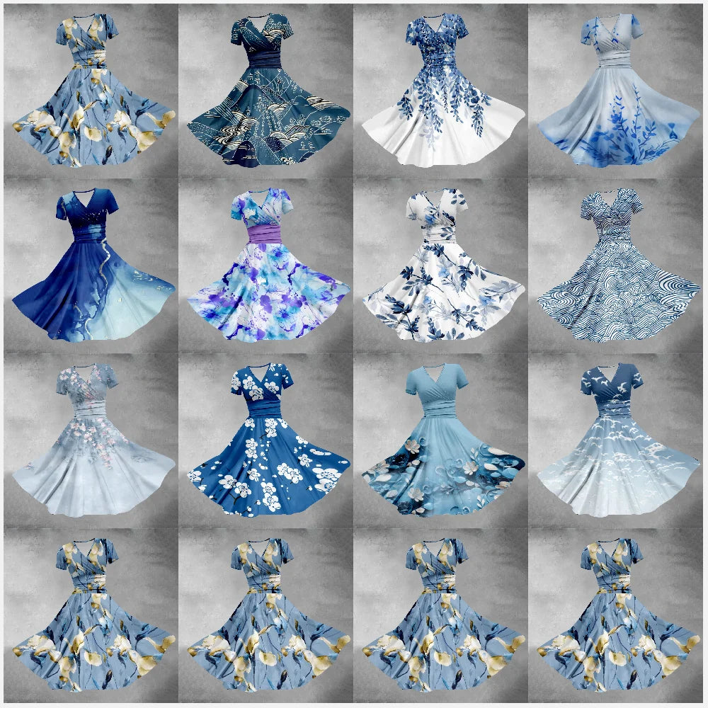 Donkerblauw Zomerjurk Elegance Blossom