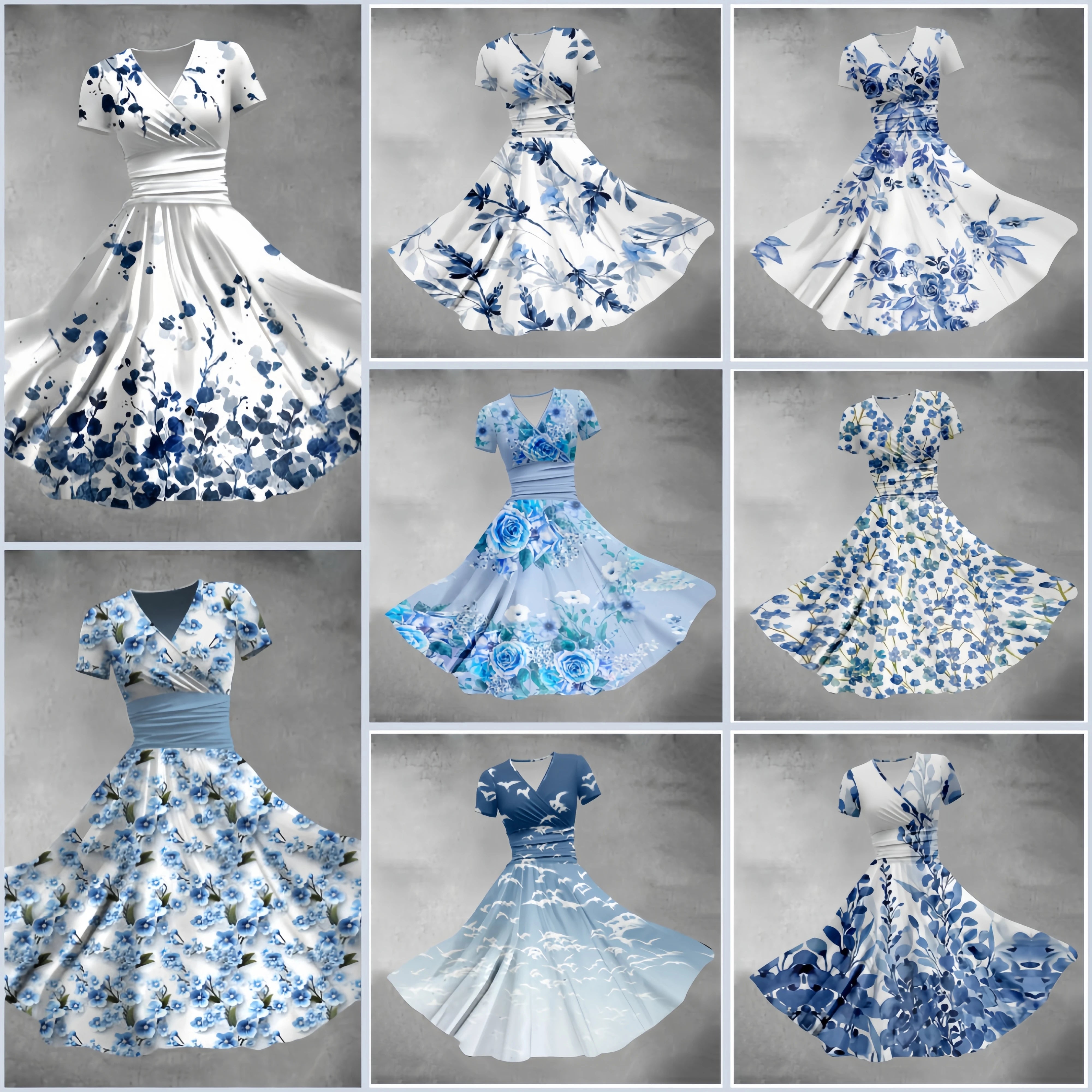 Donkerblauw Zomerjurk Elegance Blossom
