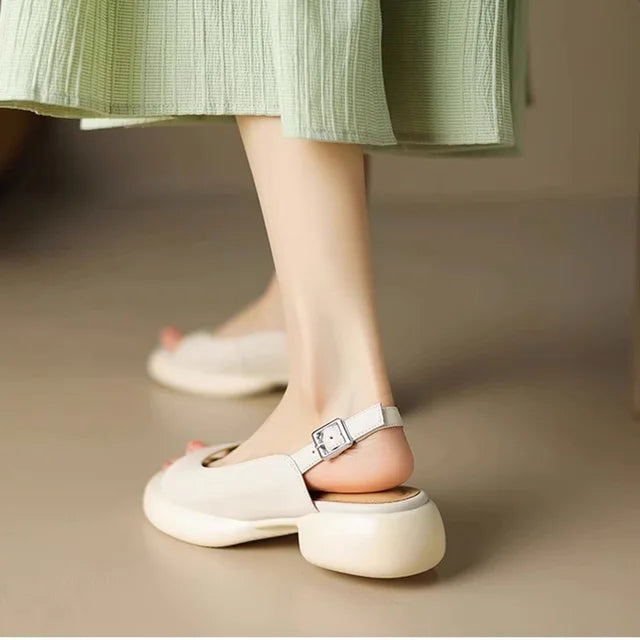 Sommer Luxus Hohe Absätze mit Peeptoe und Schnalle