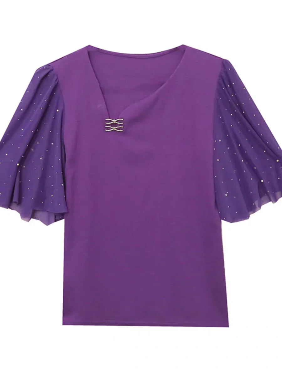 Elegante Zomer Katoenen T-Shirt voor Vrouwen