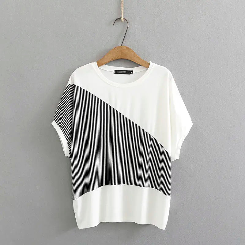 Zomer Fashion Patchwork O-hals T-shirt voor Vrouwen