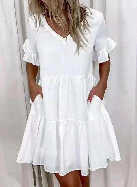 Bellaflow Sommerliche Blumenmuster V-Ausschnitt Kleid
