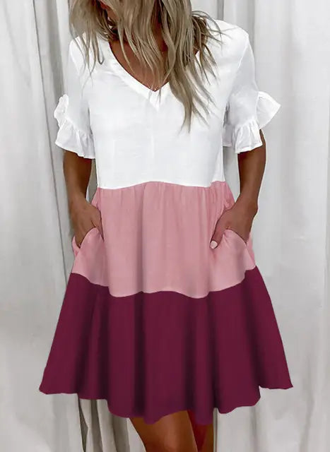 Bellaflow Sommerliche Blumenmuster V-Ausschnitt Kleid