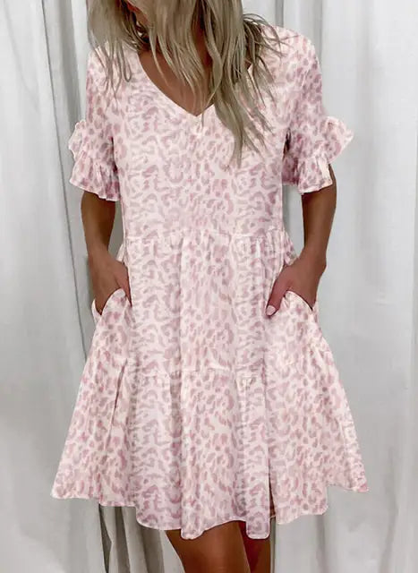 Bellaflow Sommerliche Blumenmuster V-Ausschnitt Kleid