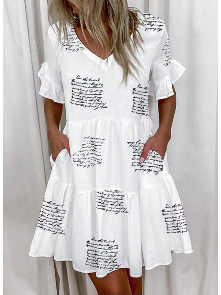 Bellaflow Sommerliche Blumenmuster V-Ausschnitt Kleid