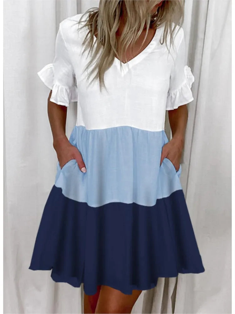 Bellaflow Sommerliche Blumenmuster V-Ausschnitt Kleid