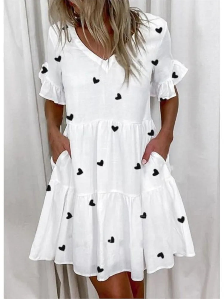 Bellaflow Sommerliche Blumenmuster V-Ausschnitt Kleid
