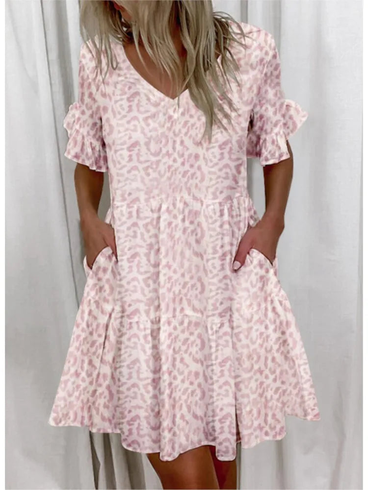 Bellaflow Sommerliche Blumenmuster V-Ausschnitt Kleid