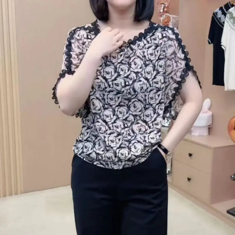 Zomerse Kleurblok Trui met Kant - Vrouwelijke Elegantie en Comfort