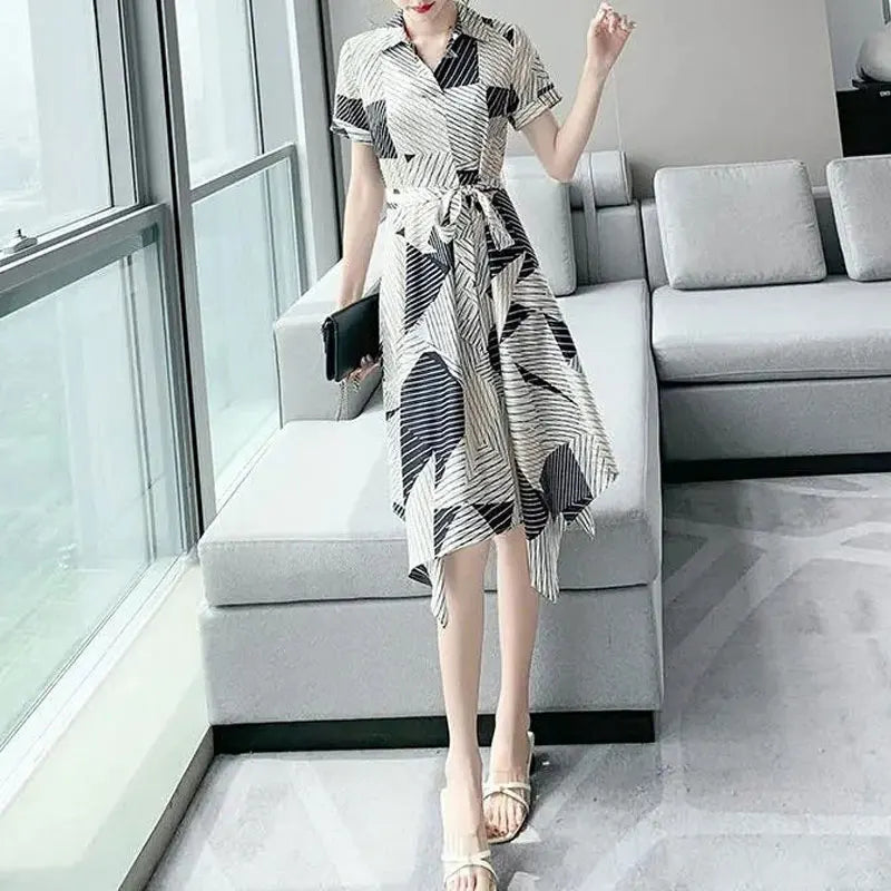 Summer stylish polo dress with irregular hem from ChicVibes