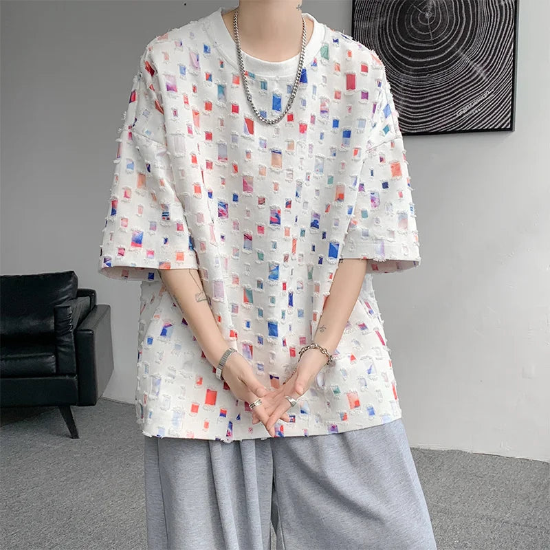 Oversized Geruite T-Shirt voor Mannen