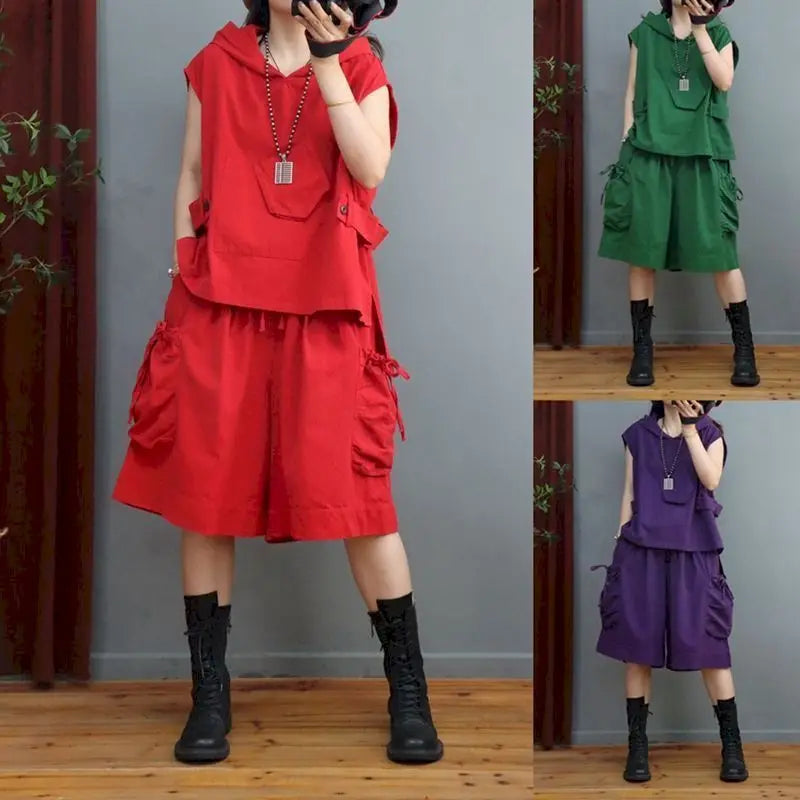 Stralende Moda Completi Gilet con Cappuccio