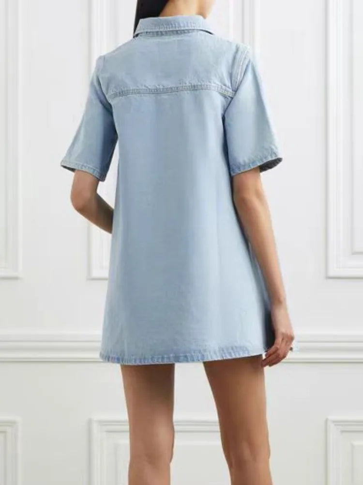 Blauwe Denim Mini Jurk