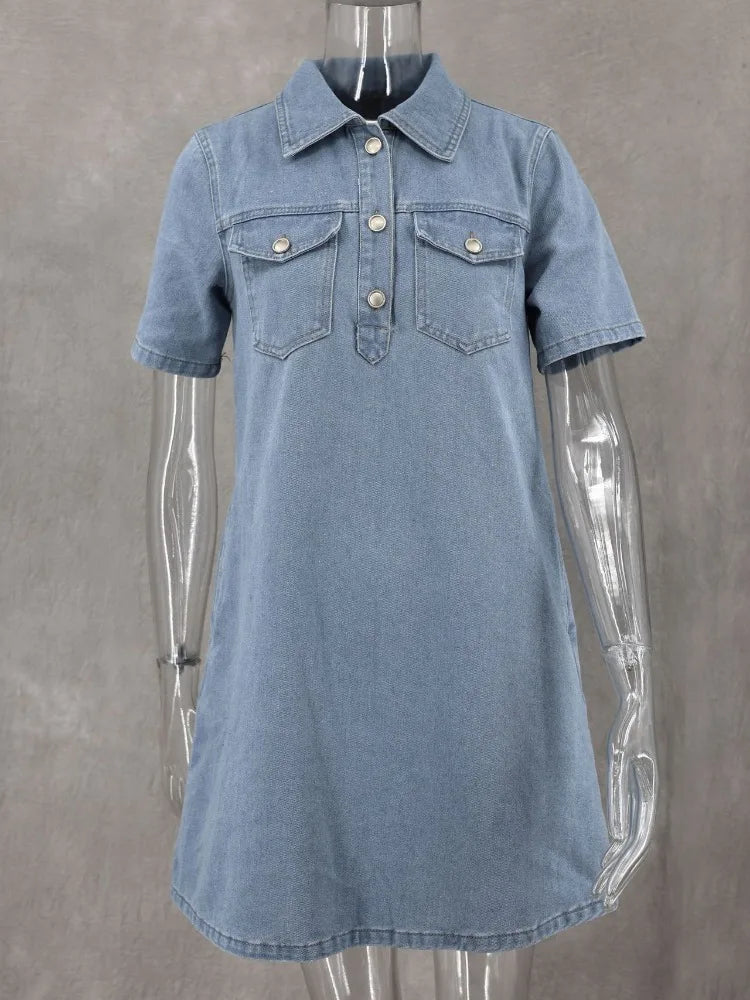 Blauwe Denim Mini Jurk