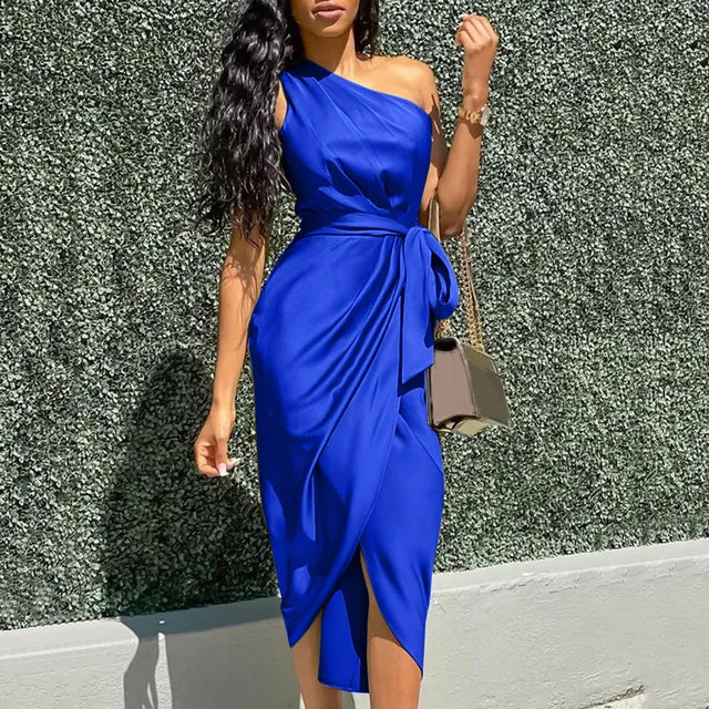 Grüne Sexy Ein-Schulter Sommerkleid Plus Size Ballkleid