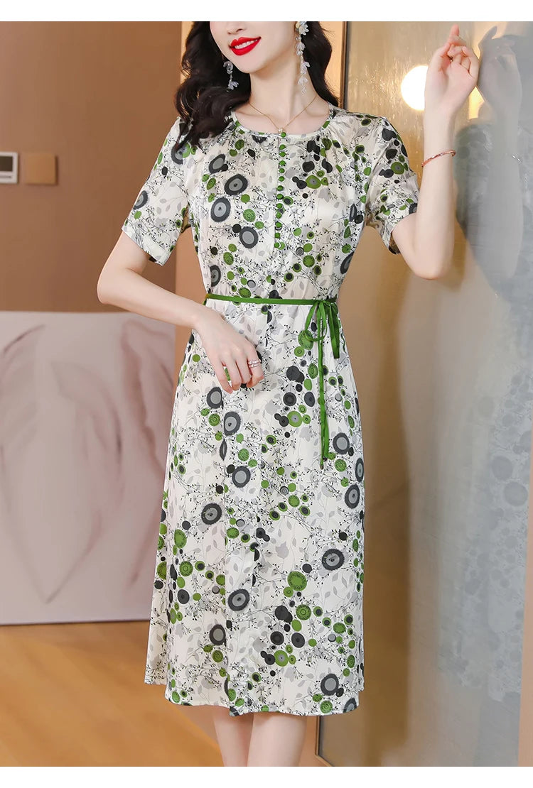 Summer Silk Printed Dress for Women - Stylish and Comfortable!