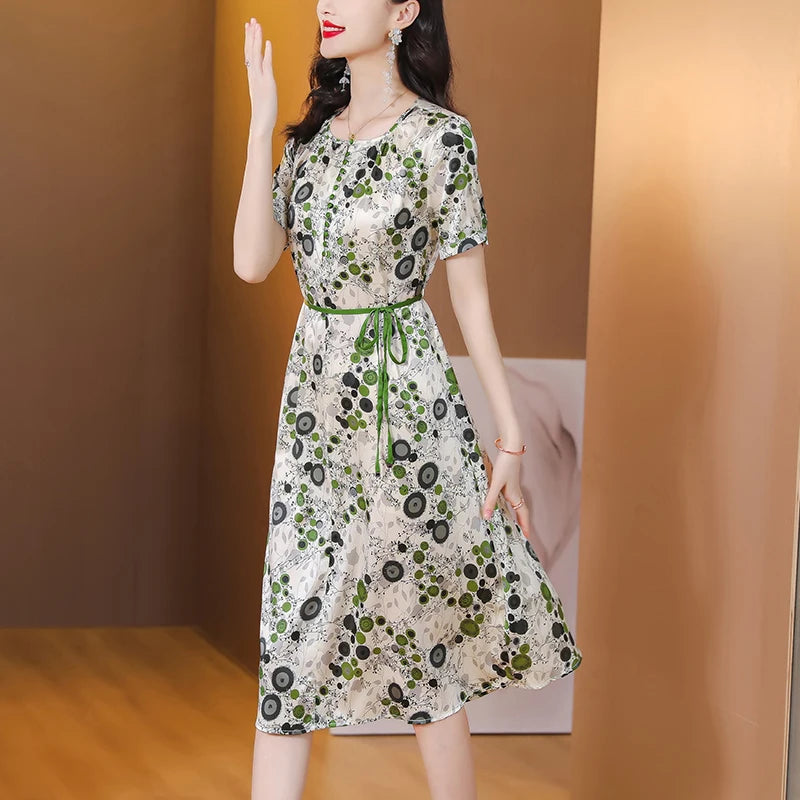 Summer Silk Printed Dress for Women - Stylish and Comfortable!