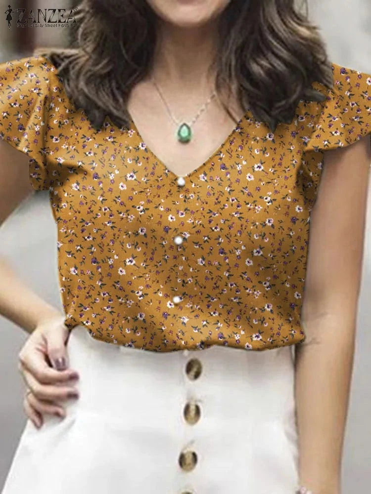 Summer Splendor Blouse: Floral Prints by Zanzea