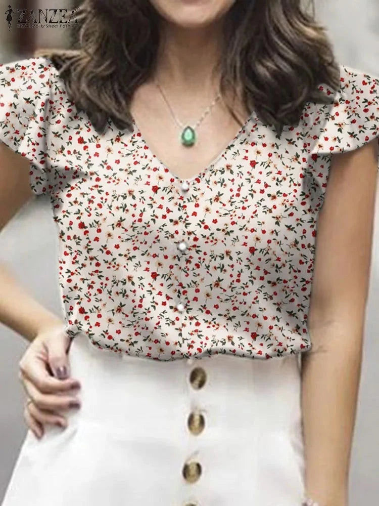 Summer Splendor Blouse: Floral Prints by Zanzea
