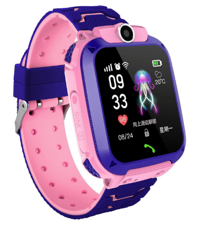 Zotify Kinder GPS horloge in paars en roze, met touchscreen, camera en batterij indicator, ontworpen voor veiligheid en verbinding, ideaal voor kinderen.