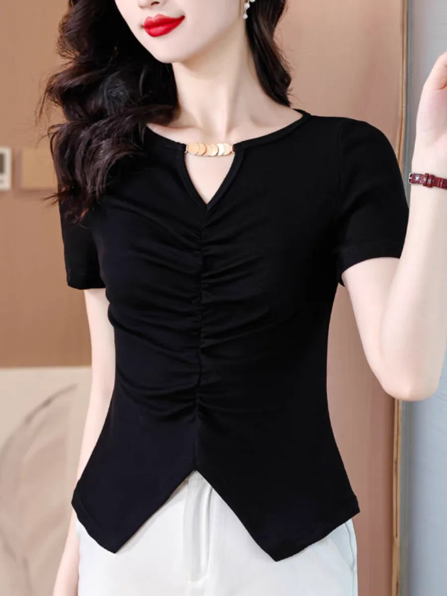 FashionFusion Zomer T-shirt di cotone nero