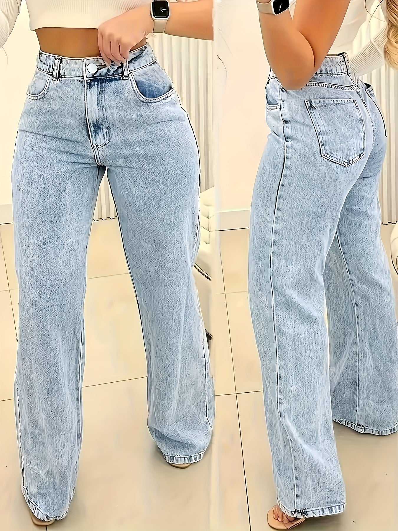 VELANORA- Hoge Taille Losvallende Jeans