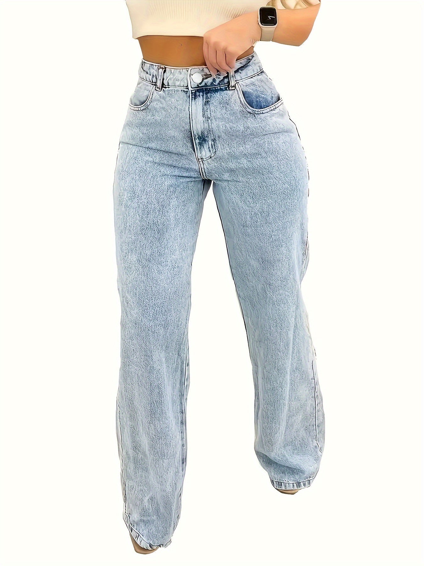 VELANORA- Hoge Taille Losvallende Jeans