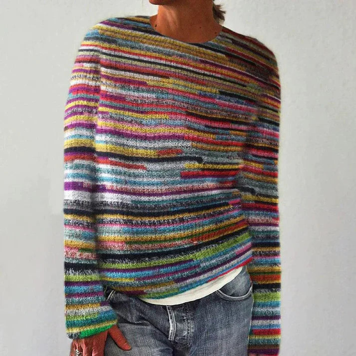 Unique striped sweater with long sleeves