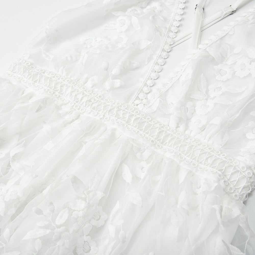 Velanora Cocktailjurk Bloemen Borduren Mesh Kant